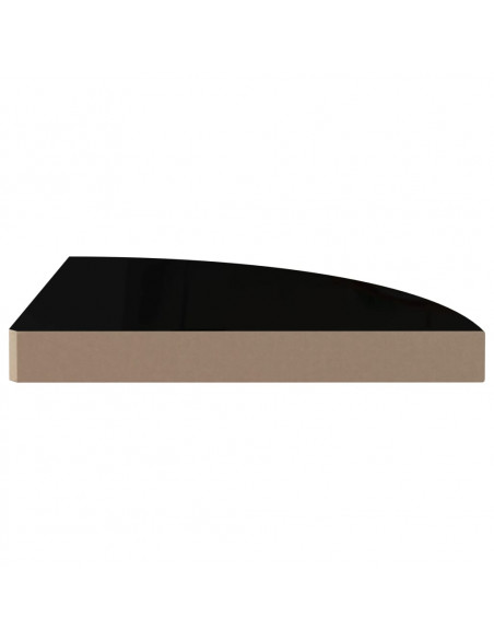 Scaffale Angolare a Parete Nero Lucido 35x35x3,8 cm in MDF