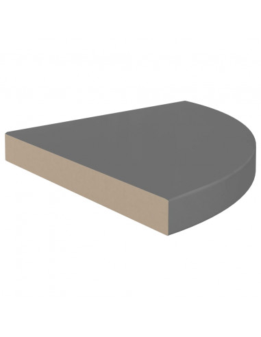Scaffale Angolare a Parete Grigio Lucido 35x35x3,8 cm in MDF