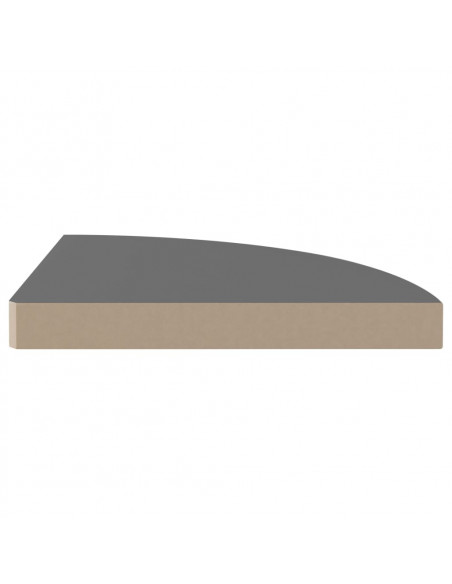 Scaffale Angolare a Parete Grigio Lucido 35x35x3,8 cm in MDF