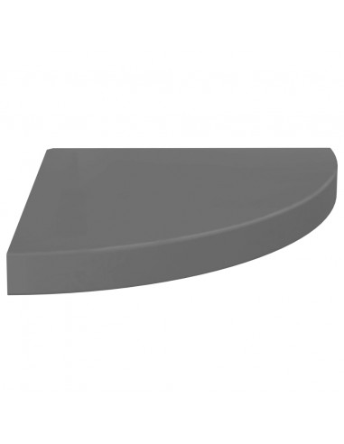 Scaffali Angolari a Parete 4 pz Grigio Lucido 35x35x3,8 cm MDF