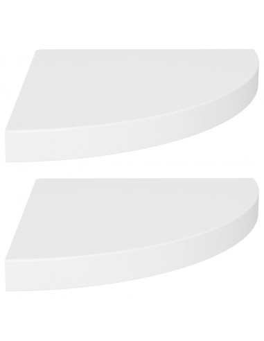 Scaffali Angolari a Parete 2 pz Bianchi 35x35x3,8 cm in MDF