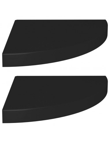 Scaffali Angolari a Parete 2 pz Neri 35x35x3,8 cm in MDF