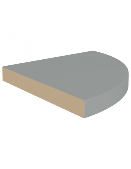Scaffale Angolare a Parete Grigio 35x35x3,8 cm in MDF