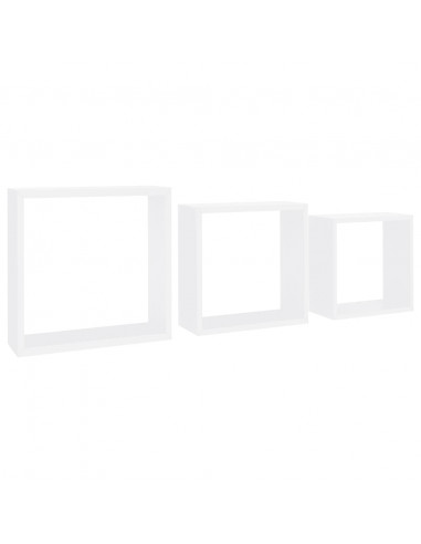 Mensole a Cubo da Parete 3 pz Bianche in MDF