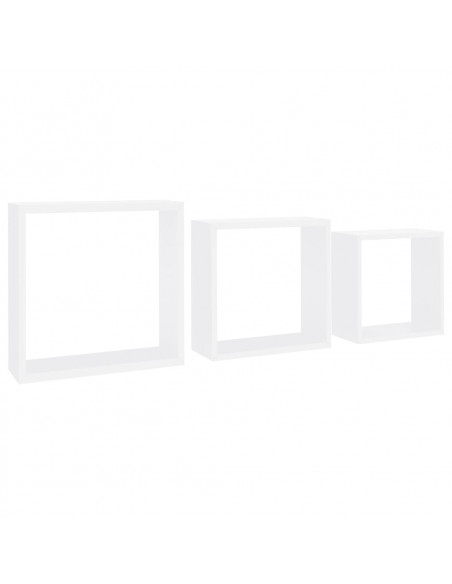 Mensole a Cubo da Parete 3 pz Bianche in MDF