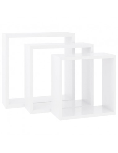 Mensole a Cubo da Parete 3 pz Bianche in MDF
