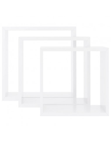 Mensole a Cubo da Parete 3 pz Bianche in MDF