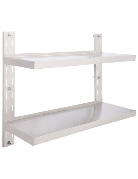 Mensola a Sospensione a 2 Livelli in Acciaio Inox 100x30 cm