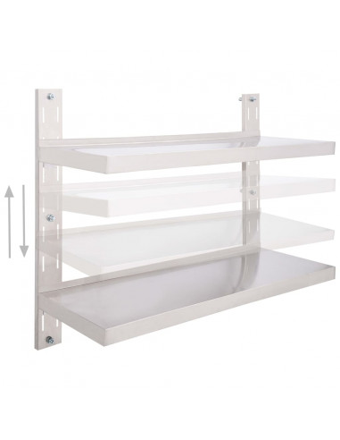 Mensola a Sospensione a 2 Livelli in Acciaio Inox 100x30 cm