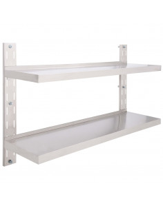 Mensola a Sospensione a 2 Livelli in Acciaio Inox 120x30 cm 2