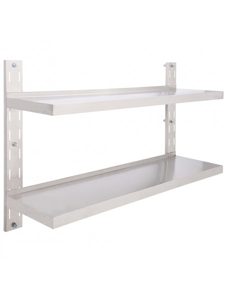 Mensola a Sospensione a 2 Livelli in Acciaio Inox 120x30 cm