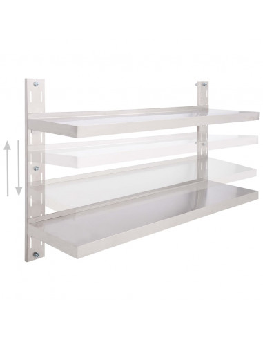 Mensola a Sospensione a 2 Livelli in Acciaio Inox 120x30 cm