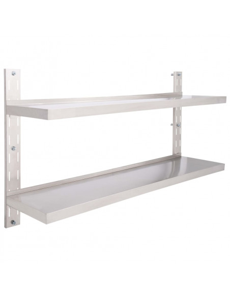 Mensola a Sospensione a 2 Livelli in Acciaio Inox 150x30 cm
