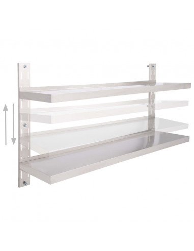 Mensola a Sospensione a 2 Livelli in Acciaio Inox 150x30 cm