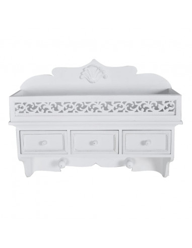 Mensola/Pannello a Muro con 3 Cassetti e 2 Ganci