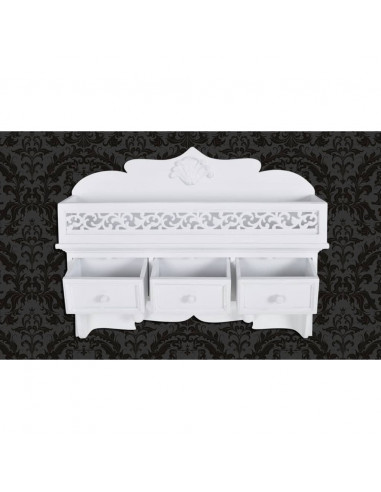 Mensola/Pannello a Muro con 3 Cassetti e 2 Ganci