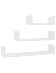 Mensole a Muro 3 pz Bianco in Legno Multistrato 2