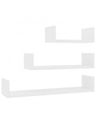 Mensole a Muro 3 pz Bianco in Legno Multistrato