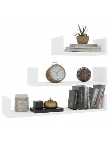 Mensole a Muro 3 pz Bianco in Legno Multistrato