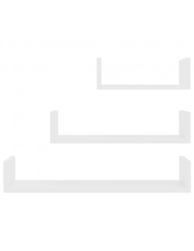 Mensole a Muro 3 pz Bianco in Legno Multistrato