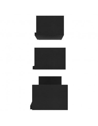 Mensole a Muro 3 pz Nero in Legno Multistrato