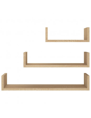 Mensole a Muro 3 pz Rovere Sonoma in Legno Multistrato