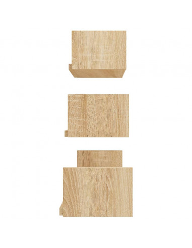 Mensole a Muro 3 pz Rovere Sonoma in Legno Multistrato