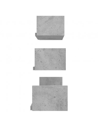 Mensole a Muro 3 pz Grigio Cemento in Legno Multistrato