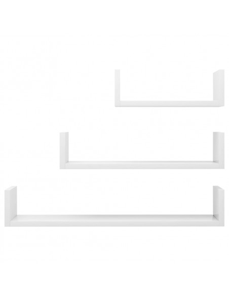 Mensole a Muro 3 pz Bianco Lucido in Legno Multistrato