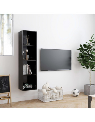 Libreria/Mobile TV Nero 143x30x36 cm