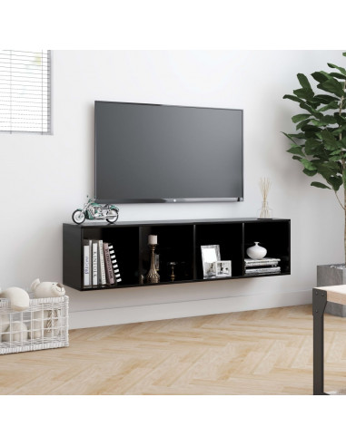 Libreria/Mobile TV Nero 143x30x36 cm
