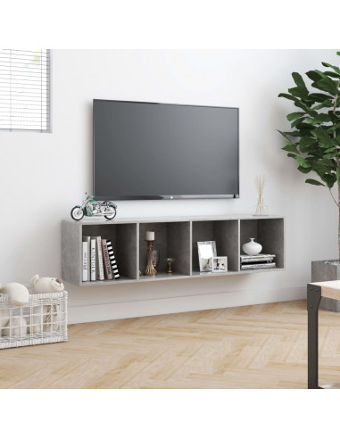 Libreria/Mobile TV Grigio Cemento 143x30x36 cm