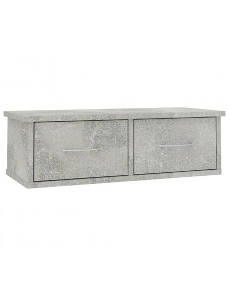 Scaffale Cassetti Parete Grigio Cemento 60x26x18,5 Multistrato