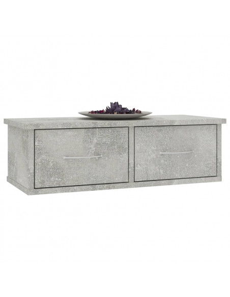 Scaffale Cassetti Parete Grigio Cemento 60x26x18,5 Multistrato