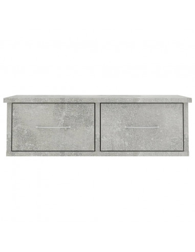Scaffale Cassetti Parete Grigio Cemento 60x26x18,5 Multistrato