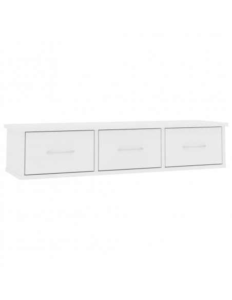 Scaffale con Cassetti a Parete Bianco 88x26x18,5 cm Multistrato