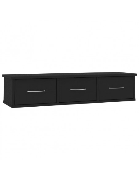 Scaffale con Cassetti a Parete Nero 88x26x18,5 cm Multistrato