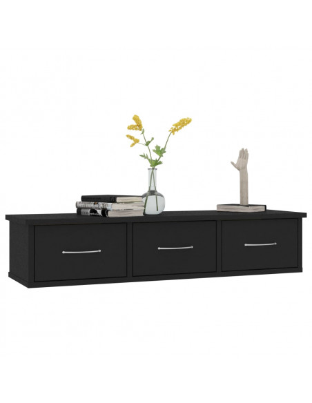 Scaffale con Cassetti a Parete Nero 88x26x18,5 cm Multistrato