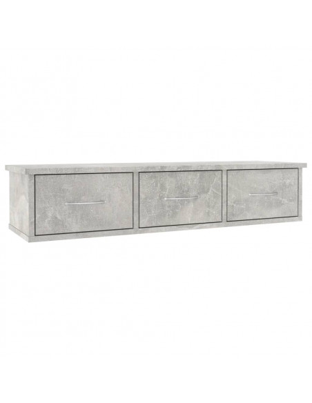 Scaffale Cassetti Parete Grigio Cemento 88x26x18,5 Multistrato