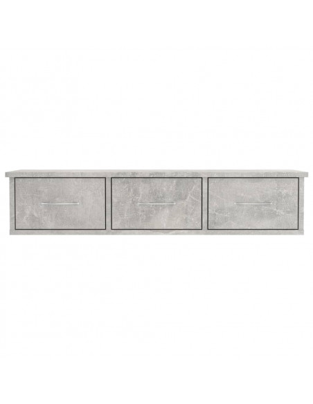 Scaffale Cassetti Parete Grigio Cemento 88x26x18,5 Multistrato