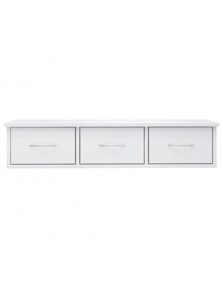 Scaffale Cassetti Parete Bianco Lucido 88x26x18,5cm Multistrato