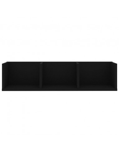 Scaffale Porta CD a Parete Nero 75x18x18 cm Legno Multistrato