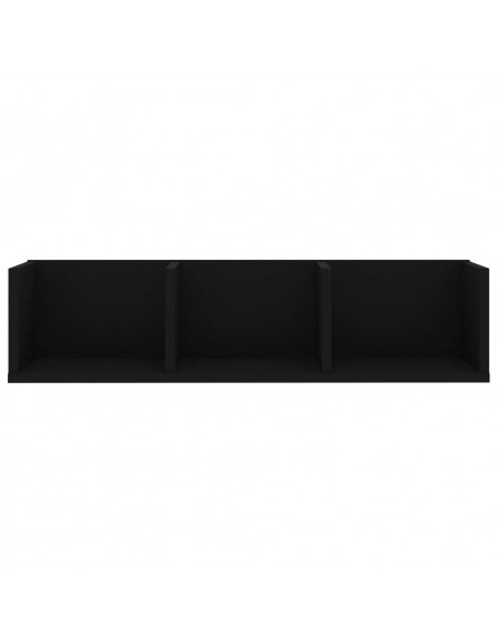 Scaffale Porta CD a Parete Nero 75x18x18 cm Legno Multistrato
