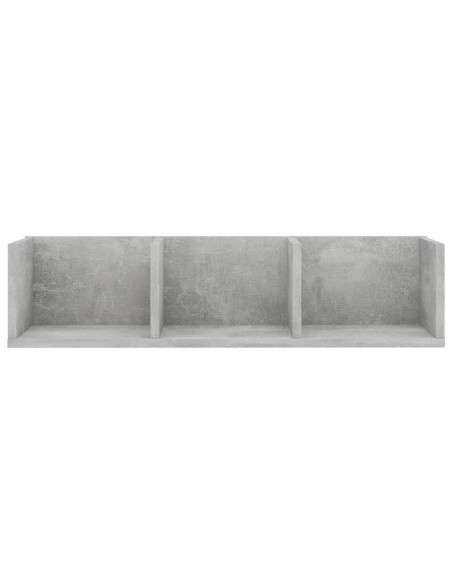 Scaffale Porta CD Parete Grigio Cemento 75x18x18 cm Multistrato