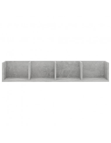 Scaffale Porta CD Grigio Cemento 100x18x18 cm Legno Multistrato