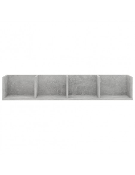 Scaffale Porta CD Grigio Cemento 100x18x18 cm Legno Multistrato