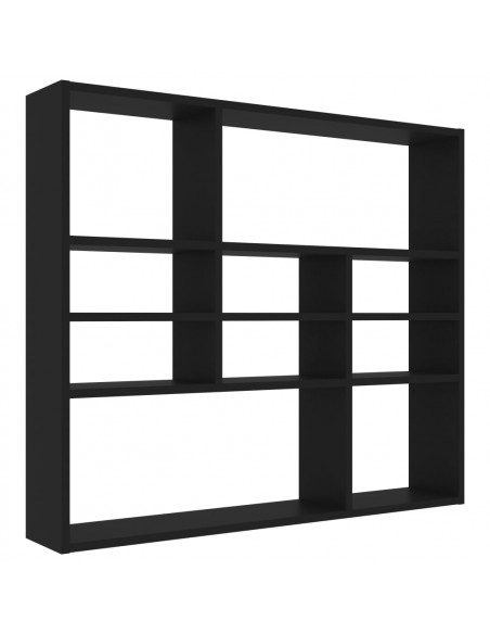 Scaffale a Parete Nero 90x16x78 cm in Legno Multistrato