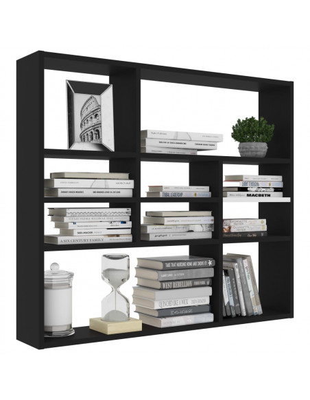 Scaffale a Parete Nero 90x16x78 cm in Legno Multistrato