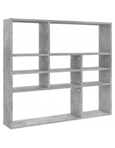 Scaffale a Parete Grigio Cemento 90x16x78 cm Legno Multistrato 2