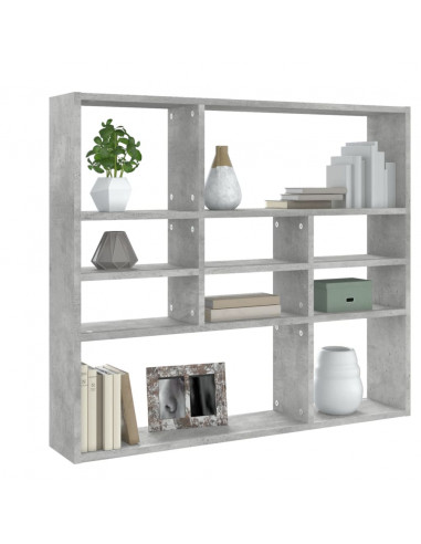 Scaffale a Parete Grigio Cemento 90x16x78 cm Legno Multistrato